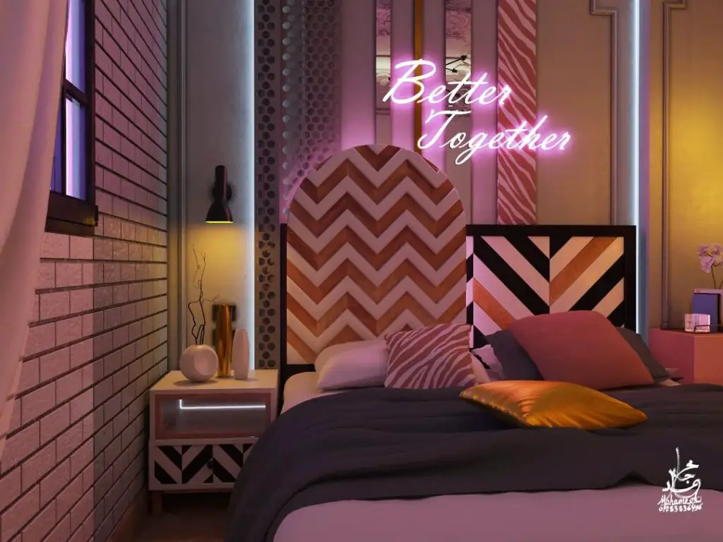 aesthetic bedroom decor with neon lights
