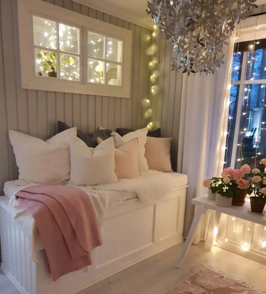 aesthetic bedroom idea with shiplap wall