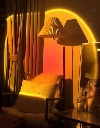 aesthetic room decor with sunset lamp