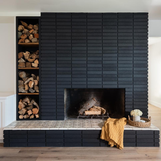 fireplace decor on accent wall