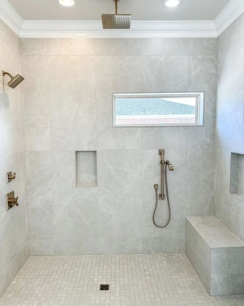 shower room idea with bench