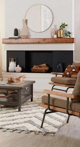 modern fireplace decor idea with floating mantel