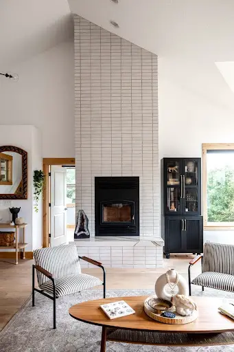 modern fireplace design idea with shapes