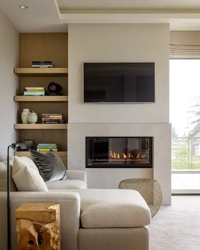 minimal linear fireplace decor