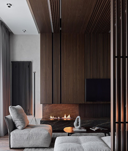 modern fireplace