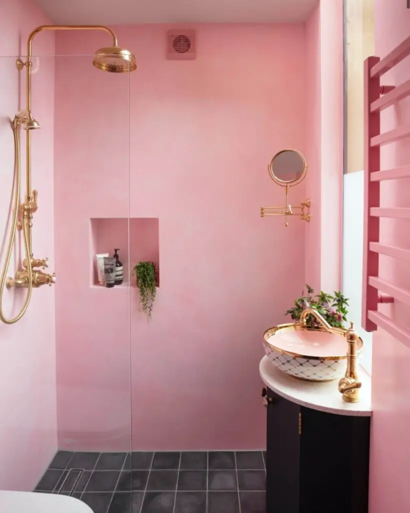 flamingo pink shower room idea
