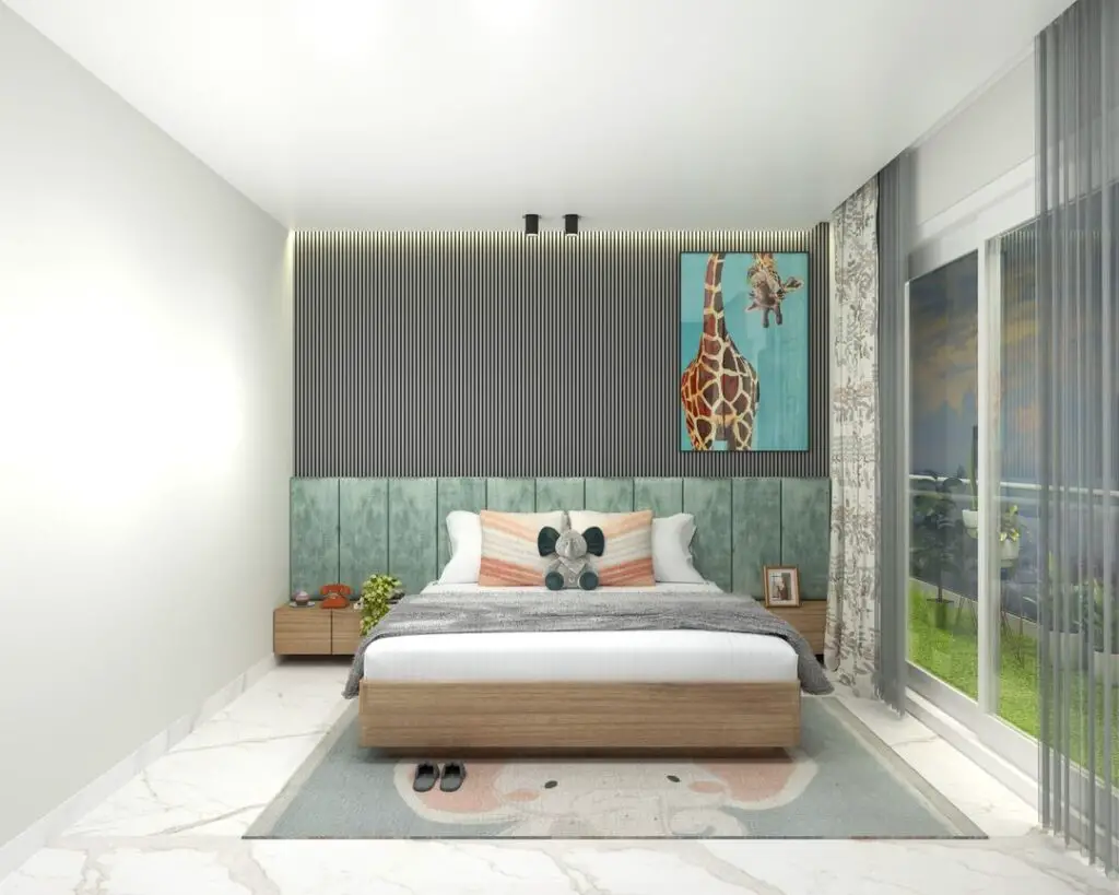 art deco sage green bedroom idea