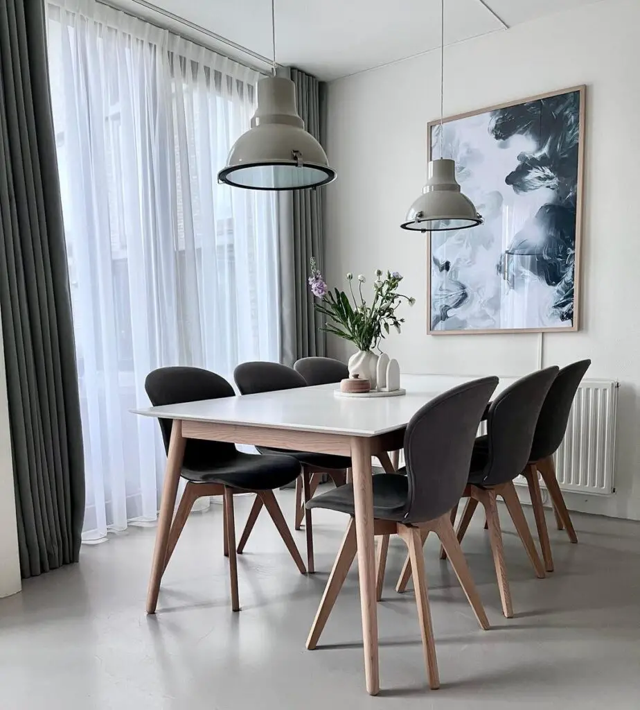black and white scandinavian dining room
