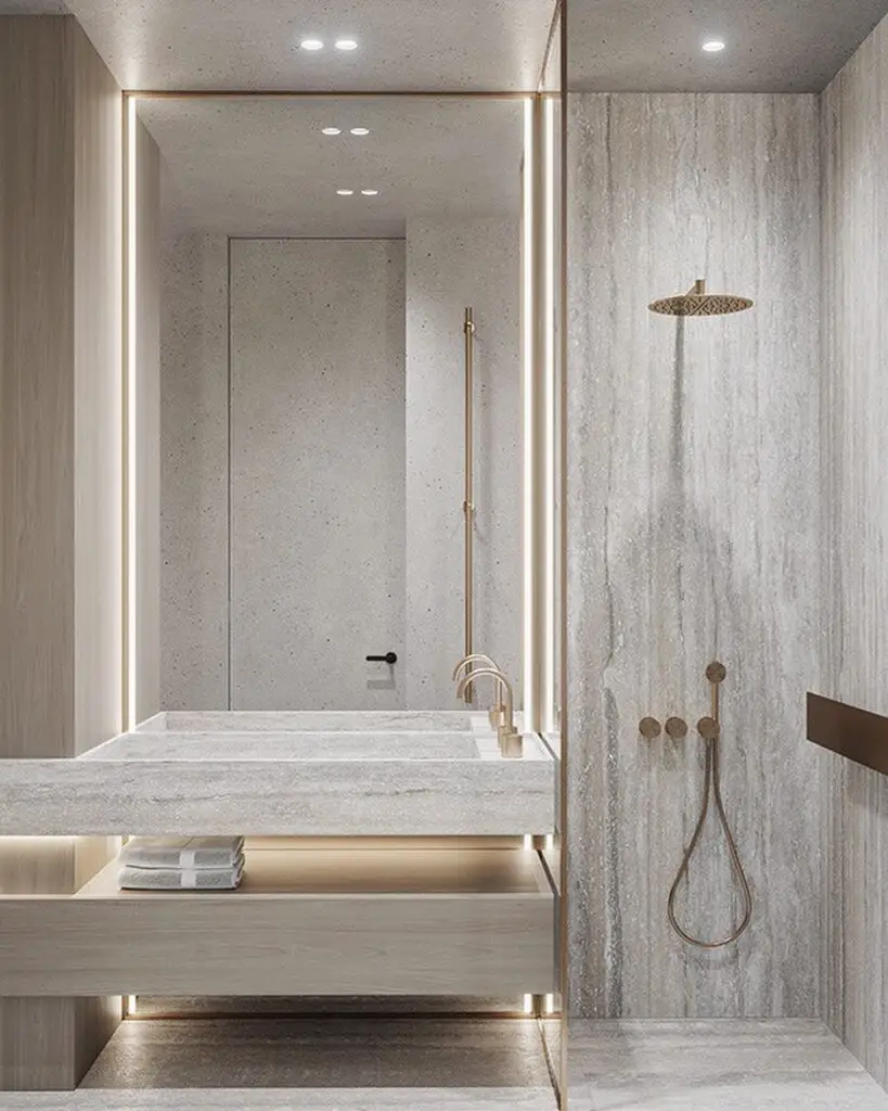 shower room idea with matte tiling