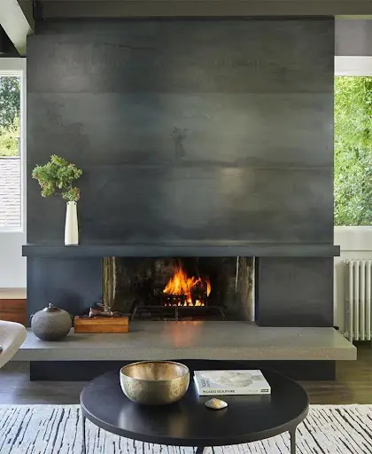simple black fireplace design idea