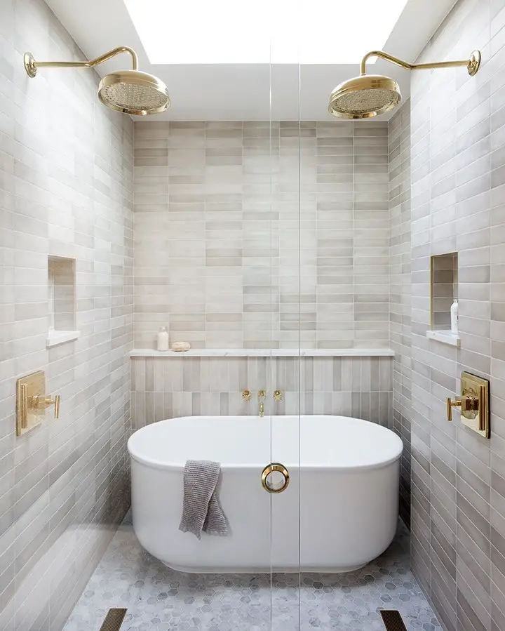 neutral color tiles in the bathroom