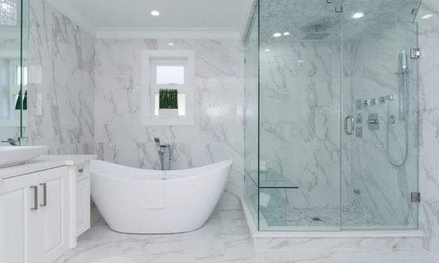 white marble shower room decor