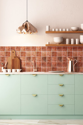 brick backsplash idea with wallpaper