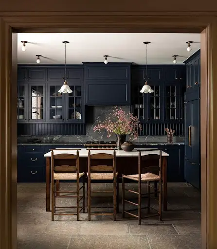dark blue kitchen cabinets