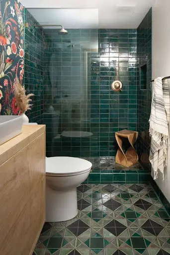 dark green shower room idea