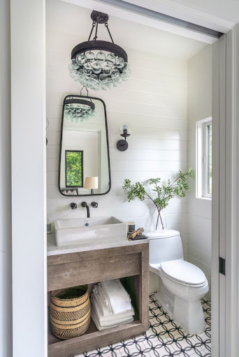 simple white shiplap bathroom