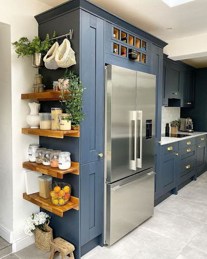 floating shelves in the kitchen