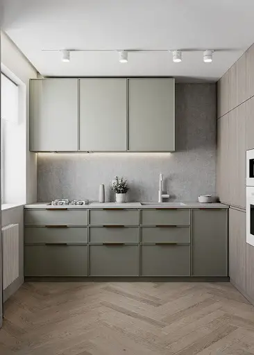 gray and sage kitchen