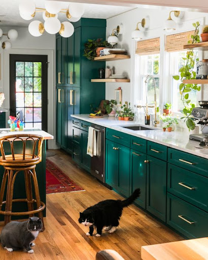 green kitchen cabinets