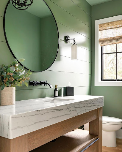 green shiplap bathroom idea