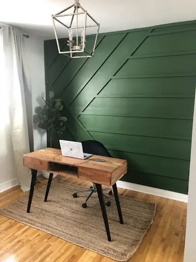 home office green accent wall