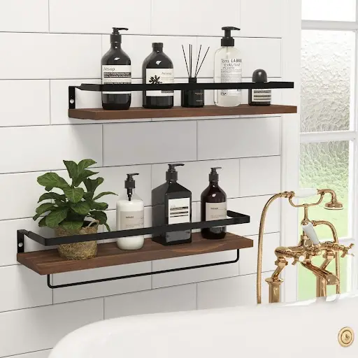 industrial shelf decor for bathroom