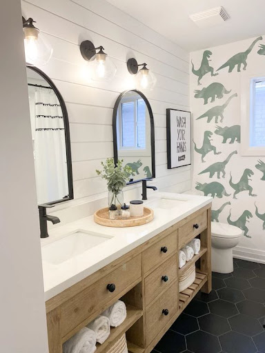 shiplap bathroom for kids