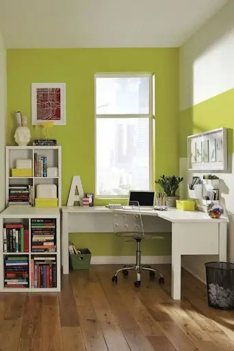 lime green study space idea