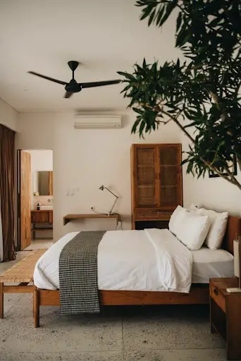 boho mid-century modern bedroom