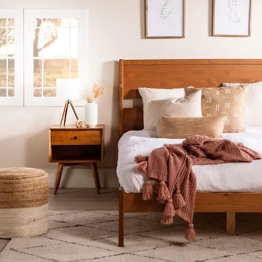 simple mid-century modern bedroom