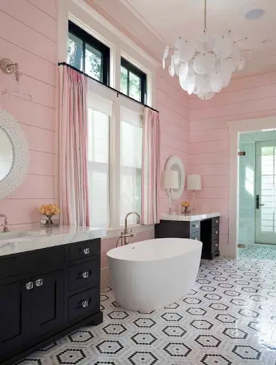 pink shiplap bathroom