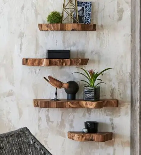 reclaimed wood floating shelves idea