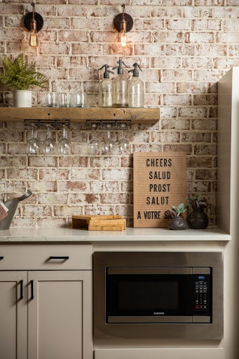 brick backsplash in the kitchen