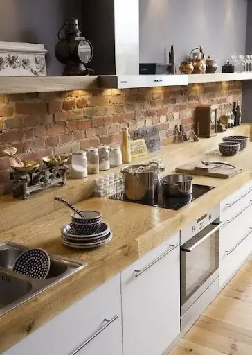 kitchen design idea with wooden countertop