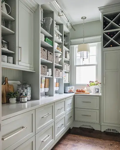 sage green kitchen cabinet idea