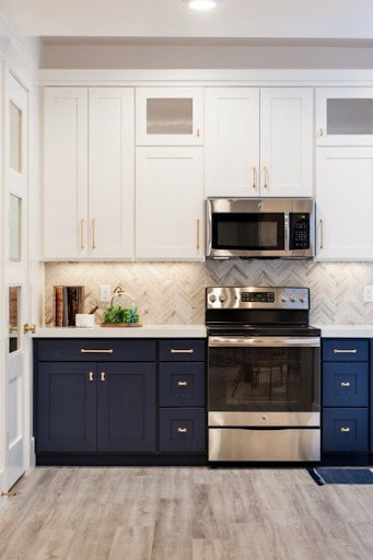 navy blue kitchen cabinets