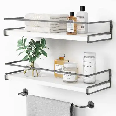 white floating shelf for bathroom