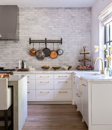 white brick backsplash for kitchen