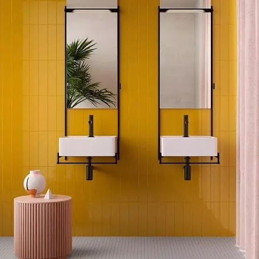 yellow subway tile idea