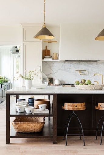 basket decor for kitchen island