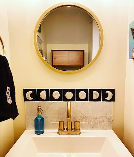 bathroom backsplash with moon phases