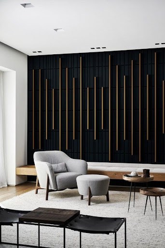 black accent wall design with shine