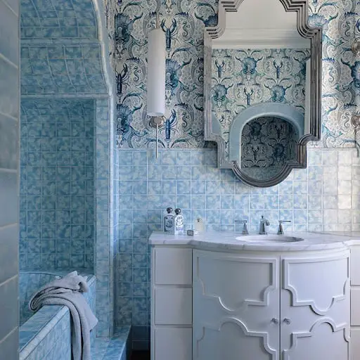 art deco bathroom design with patterns