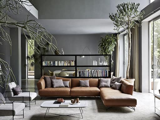 brown and gray living room design