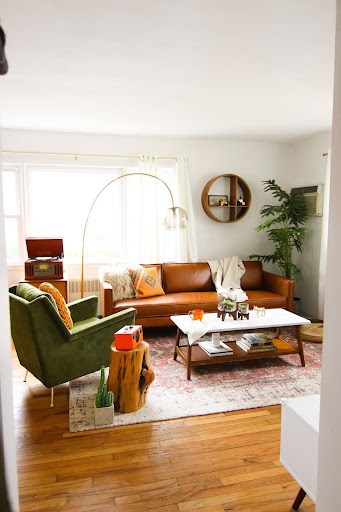 brown living room design with colors
