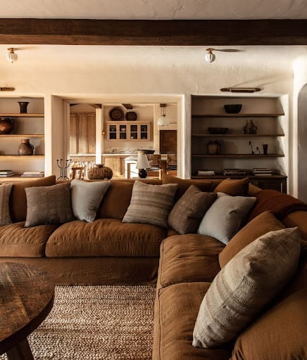 cottage style brown living room