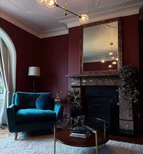 maroon victorian living room idea