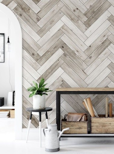 herringbone accent wall idea