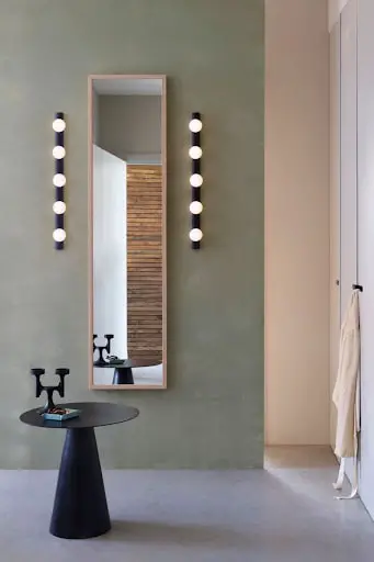 bathroom mirror design with classic lighting