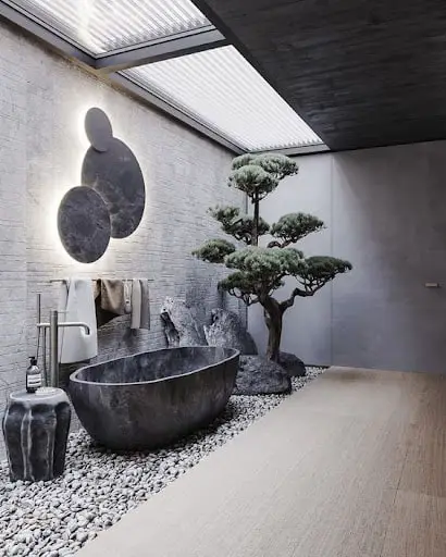 stone clad bathroom design